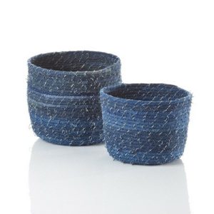 Baskets |   Dhaka Denim Baskets – Set of 2 Baskets Baskets