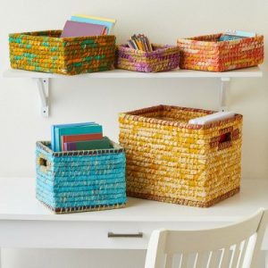 Baskets |   Rectangular Chindi Baskets – Set of 3 Baskets Baskets