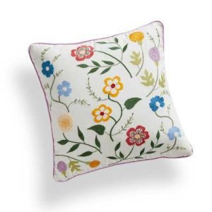 Pillows & Throws |   Wildflower Embroidered Pillow Bees & Blooms Bees & Blooms