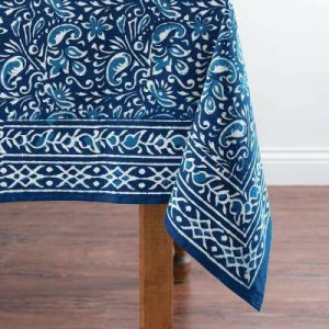 Table Textiles |   Indigo Dabu Paisley Tablecloths Kitchen Table Textiles