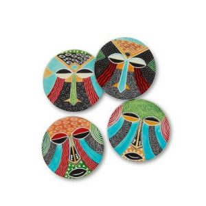 Trivets & Coasters |   Teke Mask Coasters – Set of 4 Kitchen Trivets & Coasters