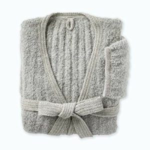 Wellness |   Soft Gray Boucle Alpaca Robe Fashion Wellness